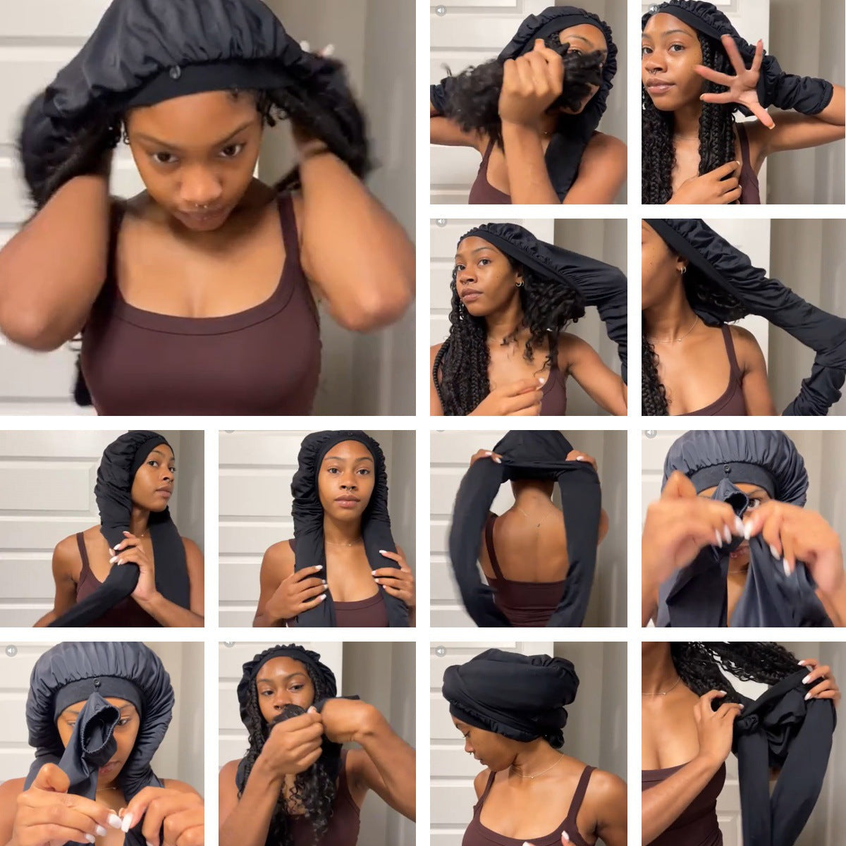 Soft Stretch Long Design Hair Bonnet, Breathable Night Sleeping Cap for Ladies Braids Curly Dreadlock Hair