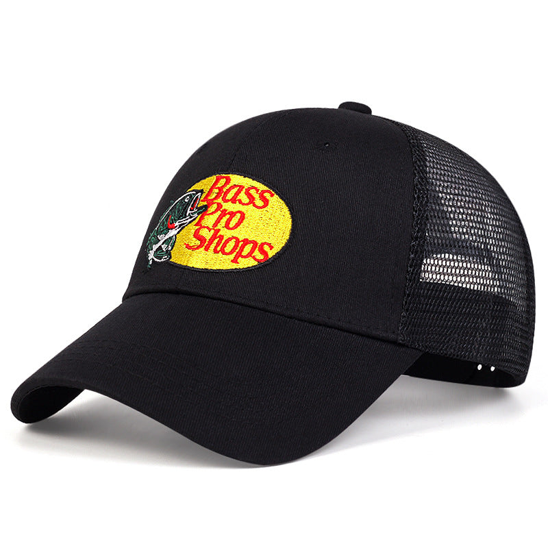 Casual Fishing‑Pattern Cotton Mesh Baseball Hat, Lightweight Breathable Net Cap for Summer Outdoor Activities