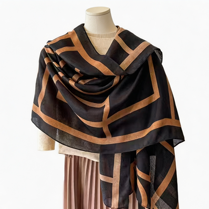 Minimalist Letter Cotton Linen Scarf, Large‑Size Versatile Casual Wrap Shawl