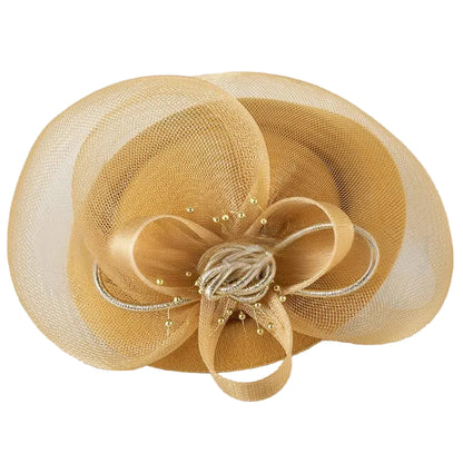 Hand‑Woven Pearl Fascinator Hat, Elegant Mesh Flower Hair Fascinator for Women Party