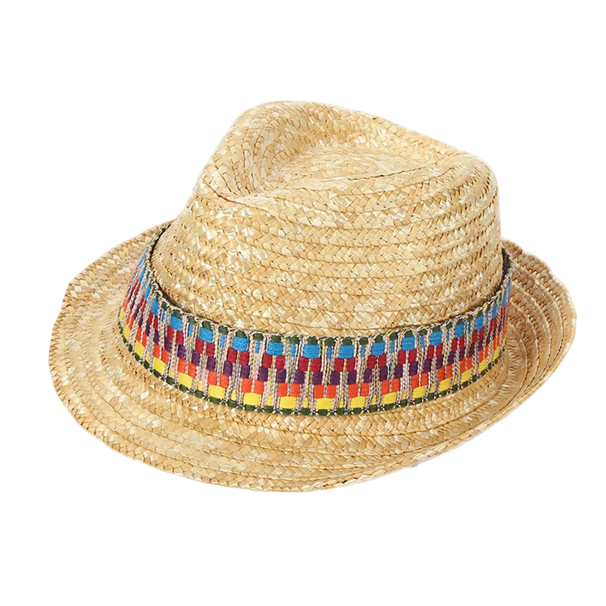 Natural Wheat Straw Woven Sun Hat, Color Decorative Band Breathable Sun‑Protection Straw Hat