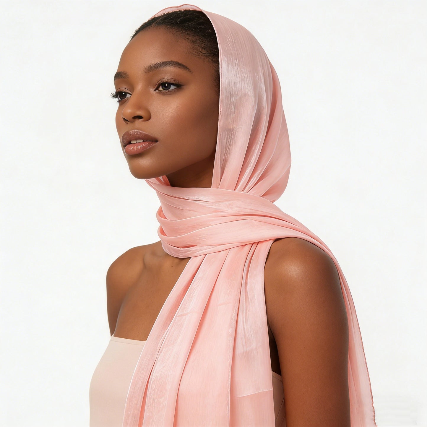 Silky Shiny Solid Large Wrap Scarf, Breathable Sun‑Proof Headscarf for Travel & Daily Occasions