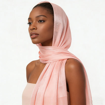 Silky Shiny Solid Large Wrap Scarf, Breathable Sun‑Proof Headscarf for Travel & Daily Occasions