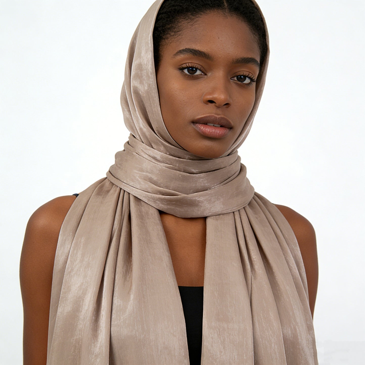 Silky Shiny Solid Large Wrap Scarf, Breathable Sun‑Proof Headscarf for Travel & Daily Occasions