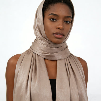 Silky Shiny Solid Large Wrap Scarf, Breathable Sun‑Proof Headscarf for Travel & Daily Occasions